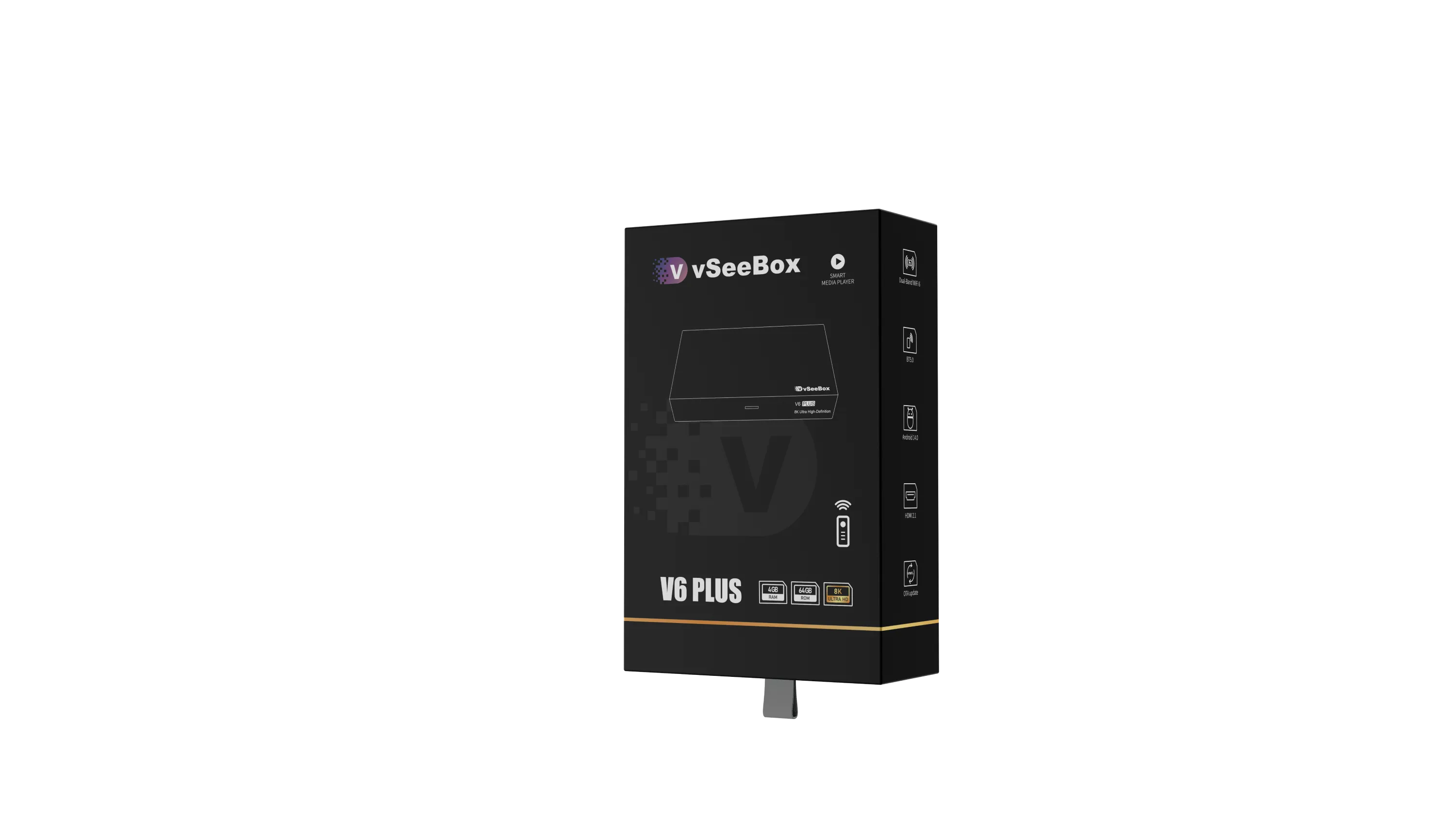 vSeeBox V6 Plus packaging angled view showing product box design and branding