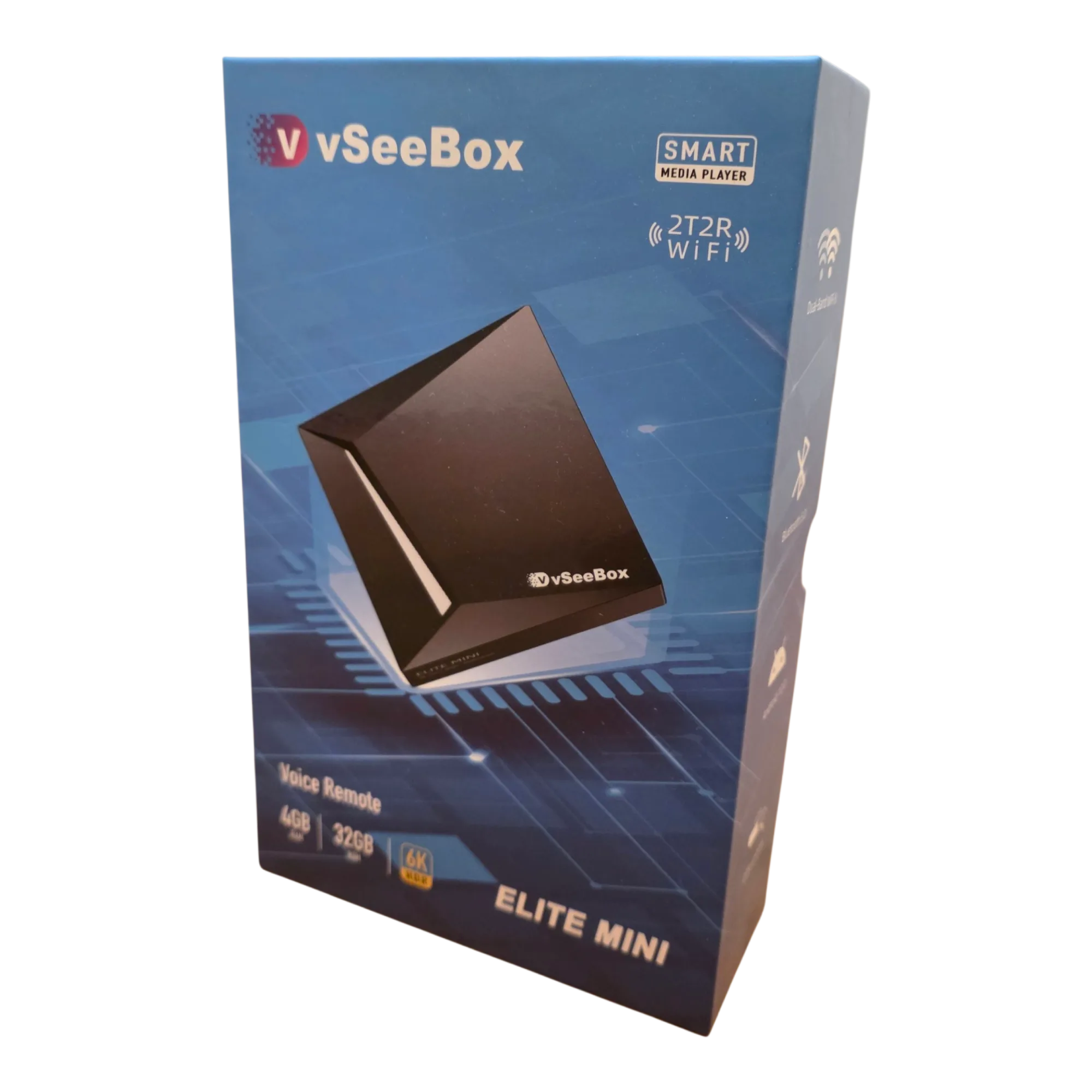 vSeeBox Elite Mini packaging box angled view showing branding and features