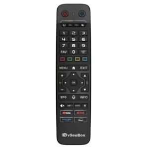vSeeBox V6 Max remote control with voice command and shortcut buttons