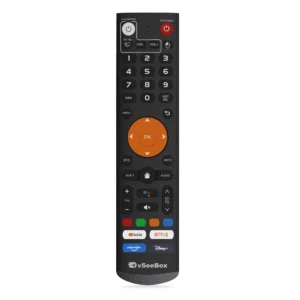 Front view of vSeeBox V3 Plus Remote control compatible with vSeeBox V3 Plus streaming box