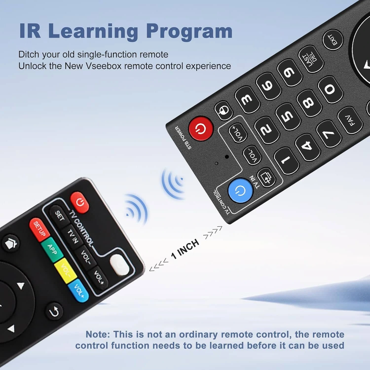 vSeeBox V5 Pro backlit remote IR learning and TV programming feature