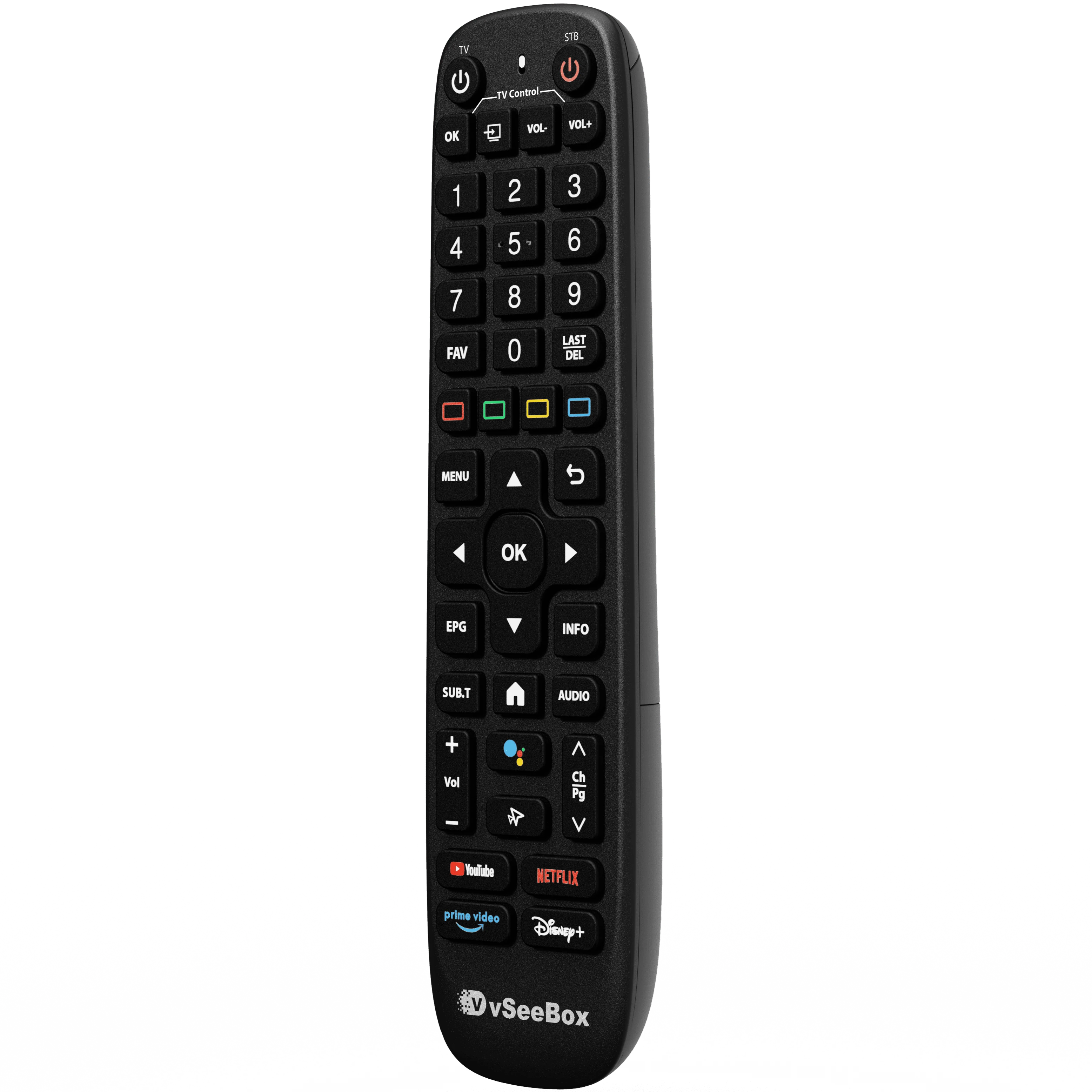Side angle view of original vSeeBox V6 Plus Remote control